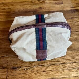 Polo Ralph Lauren Toiletries Bag Dopp Kit Tan with Ribbon Detail